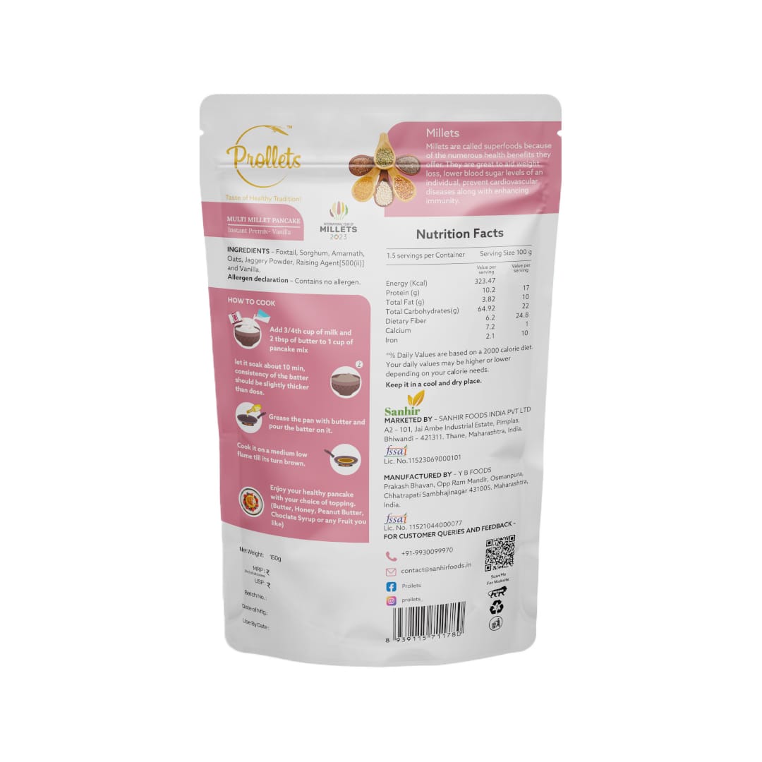 MULTI MILLET PANCAKE INSTANT PREMIX – VANILLA