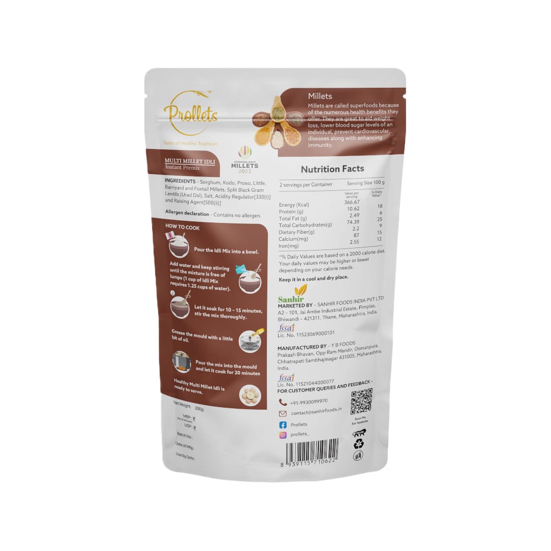 MULTI MILLET IDALI INSTANT PREMIX